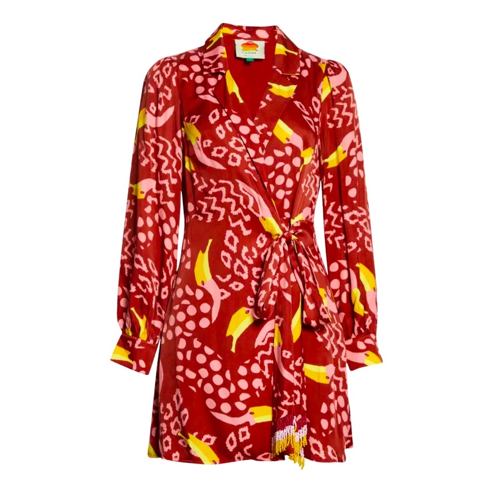 FARM Rio Red and Yellow Patterned Dress